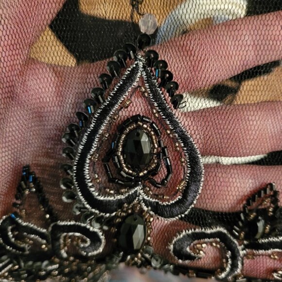 Sue wong Nocturne embroidered sheer top black dress - Size 6 - Picture 5 of 8